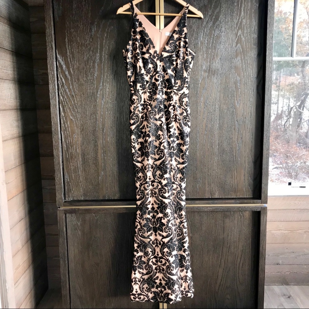 Dress the Population Black Sequin Gown